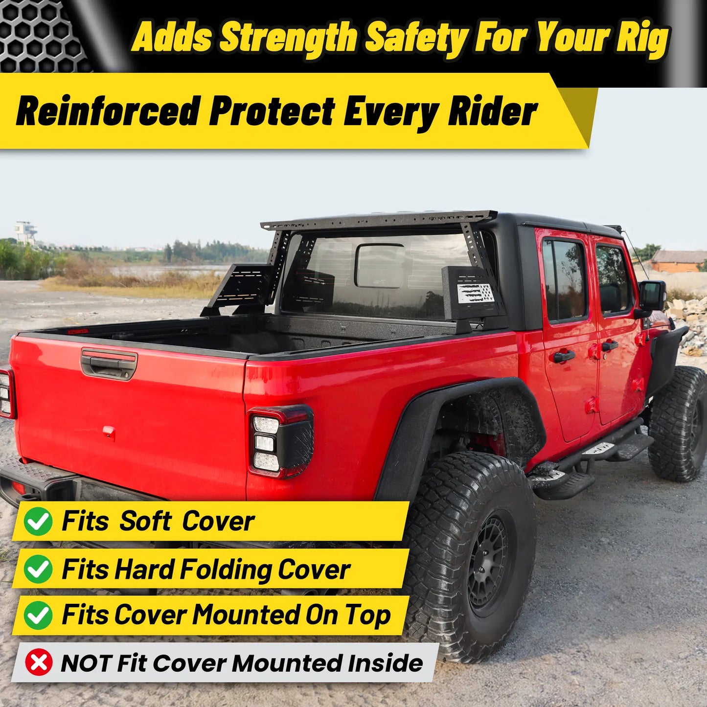 Adjustable Roll Bar for Mid Size Truck  USA Flag