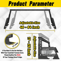 Adjustable Roll Bar for Mid Size Truck  USA Flag