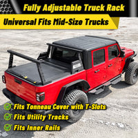 Adjustable truck bed rack, fits all truck models for versatile use