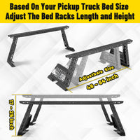 Adjustable truck rack with customizable height and length, fits your truck model