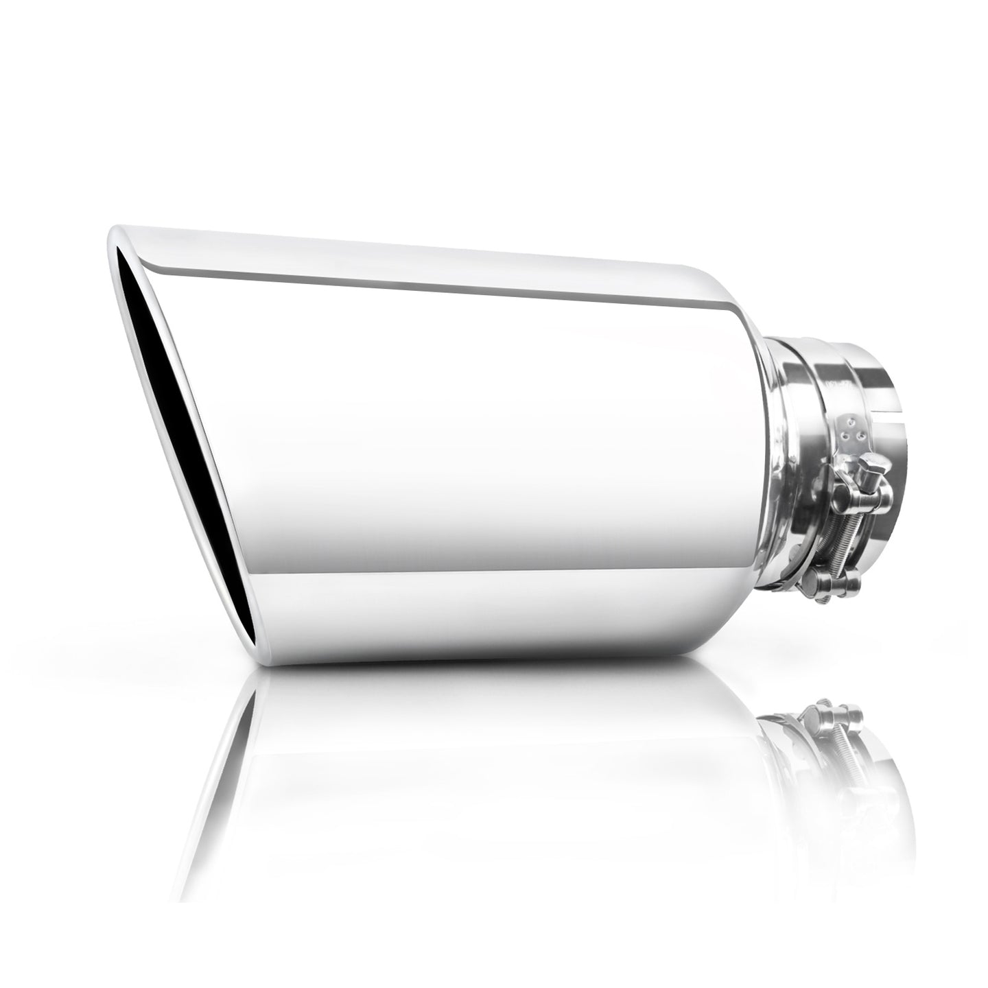Close-up of diesel exhaust tip showing details and finish for trucks.