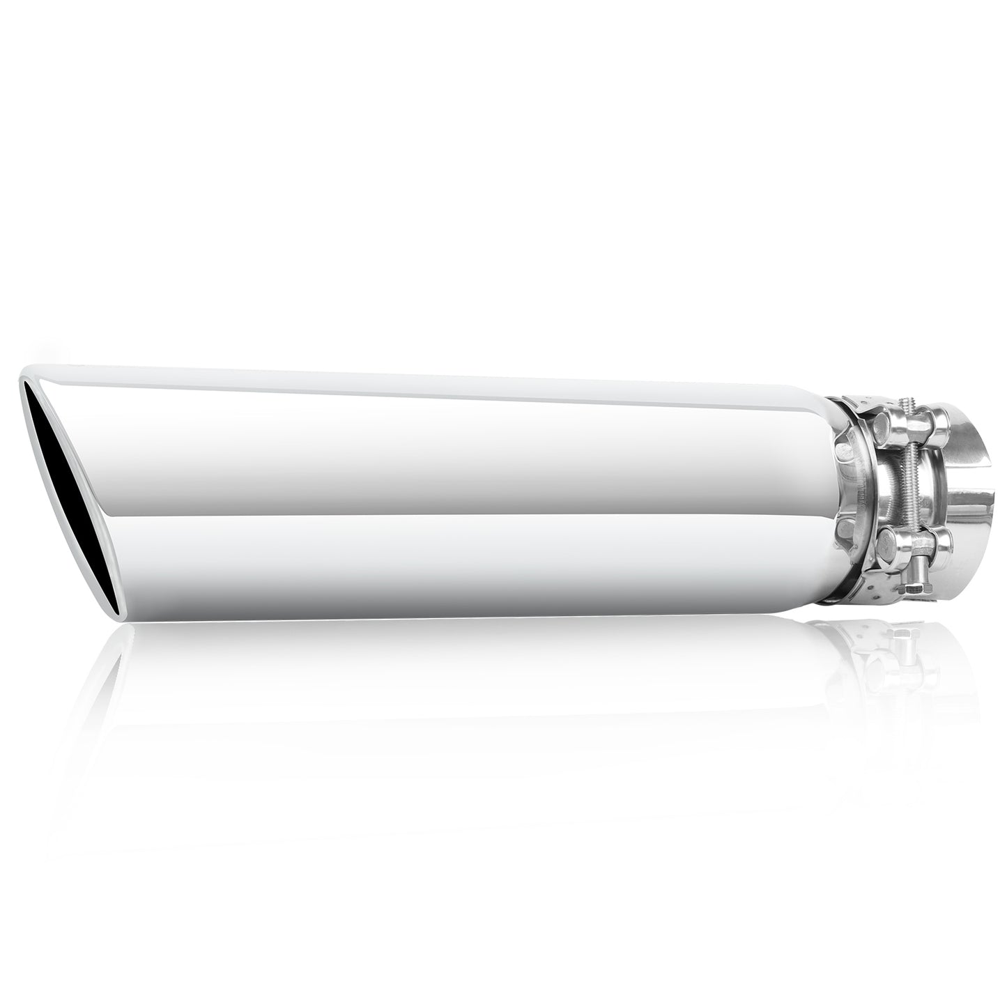 2.5 inch inlet 5.5x3 outlet silver exhaust tip front view for cars and trucks