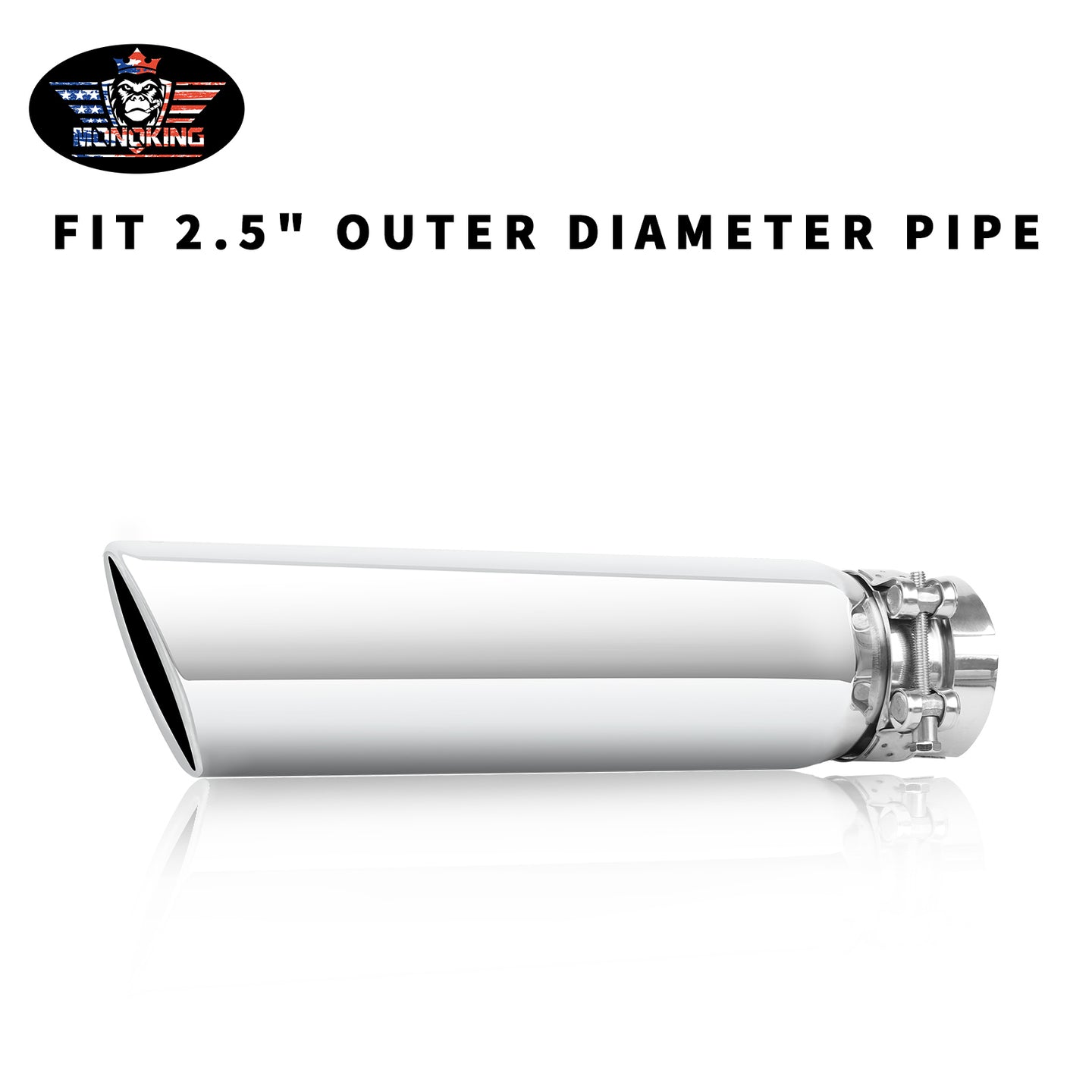 2.5 inch inlet 5.5x3 outlet silver exhaust tip front view for cars and trucks