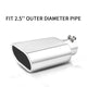 Silver bolt-on exhaust tip with 2.5 inch inlet 5.5x3 outlet 9 inch length