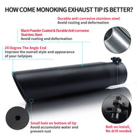 Black exhaust tip 2.5" inlet 3" outlet 12" installation tips and precautions