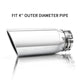 4x5x12 exhaust tip front view on white background, showing polished finish and universal fit for trucks.