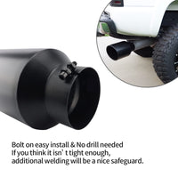 4" inlet 6" outlet 12" black exhaust tip easy to install without scratching your vehicle
