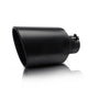 Black exhaust tip front view showing sleek design and universal fit for trucks and SUVs.