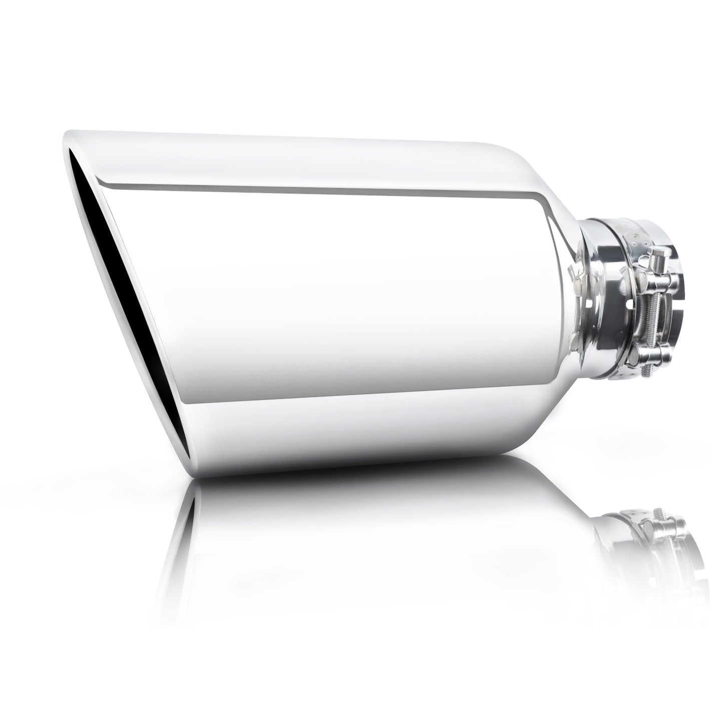 Exhaust Tip front view main image showing polished design and universal fit for trucks and pickups.