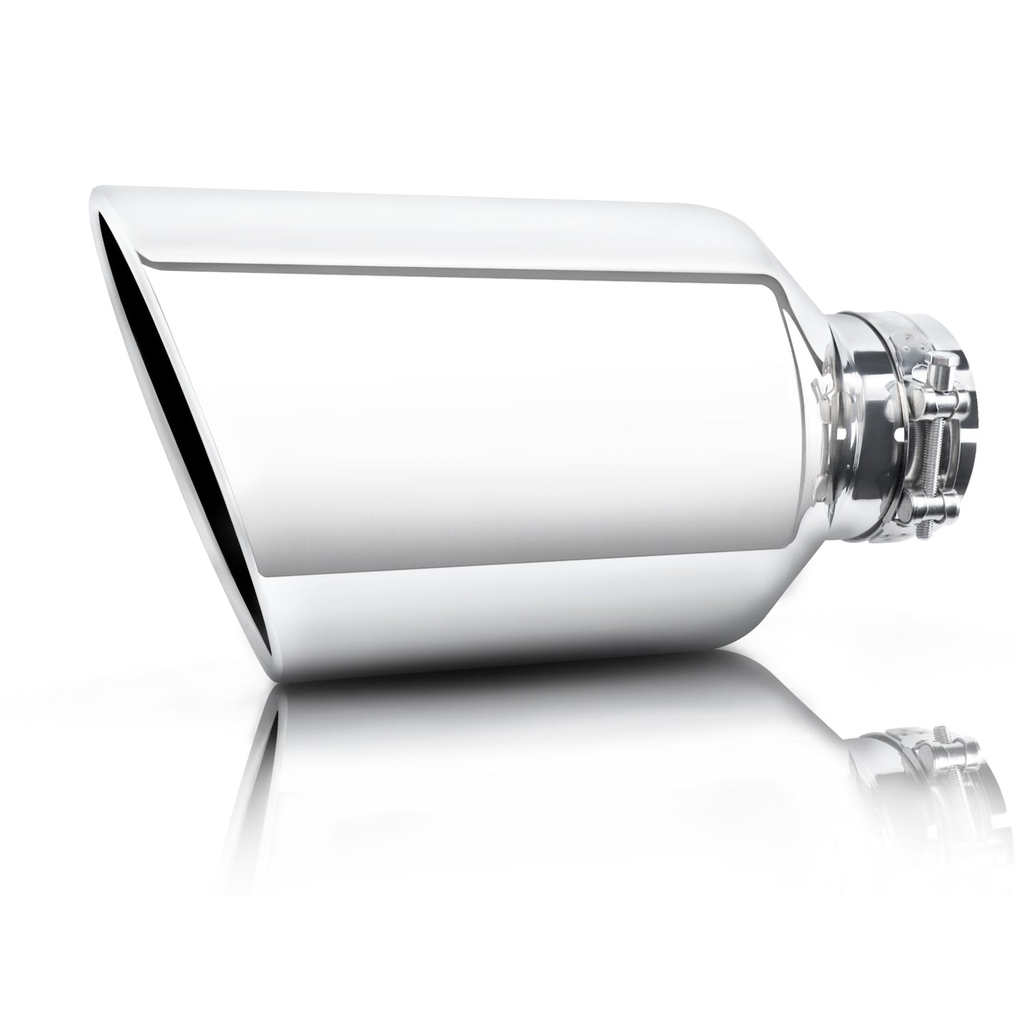 Exhaust Tip front view main image showing polished design and universal fit for trucks and pickups.