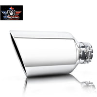 Exhaust Tip front view on white background showing sleek polished design and universal fit for trucks and pickups.