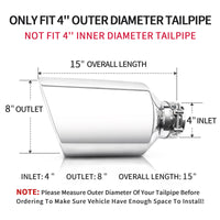 Exhaust Tip showing inner and outer diameter for precise fit on 5-inch outlet tailpipes.