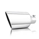 Silver Exhaust Tip front view on white background, fits 4-inch tailpipes, durable stainless steel, enhances truck rear appearance.