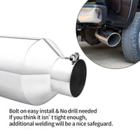 Silver Exhaust Tip installed on a pickup truck, showing perfect fit and upgraded rear appearance.