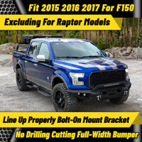 Front bumper perfectly fits 2015–2017 Ford F-150 pickup models.