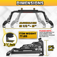 Heavy Duty Roll Bar with 3rd Brake Light for Mid-Size Truck