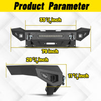 Dodge Ram 2500 19-24 Front Bumper|Direct Bolt-On, No Drill, Work Truck & Off-Road Protection, LED Light Bar & Fog Lights