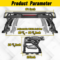 Adjustable Sport Roll Bar for Pickup Truck with Cargo Basket＆3rd Brake Light