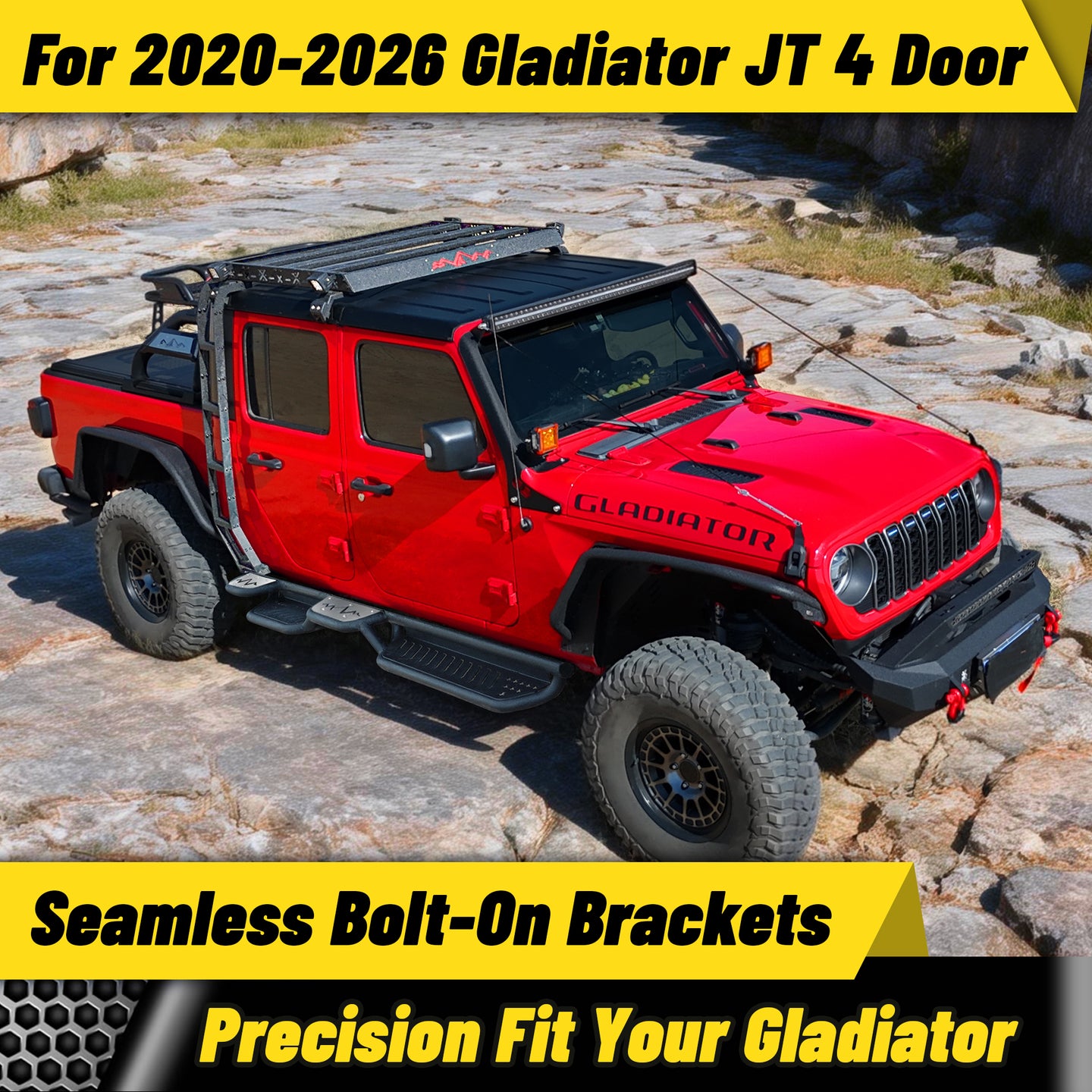 Heavy-duty running boards for 4-door Jeep Gladiator 2020-2026 shown outdoors