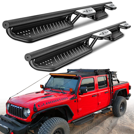 Heavy-duty running boards for Jeep Gladiator with full-length side steps