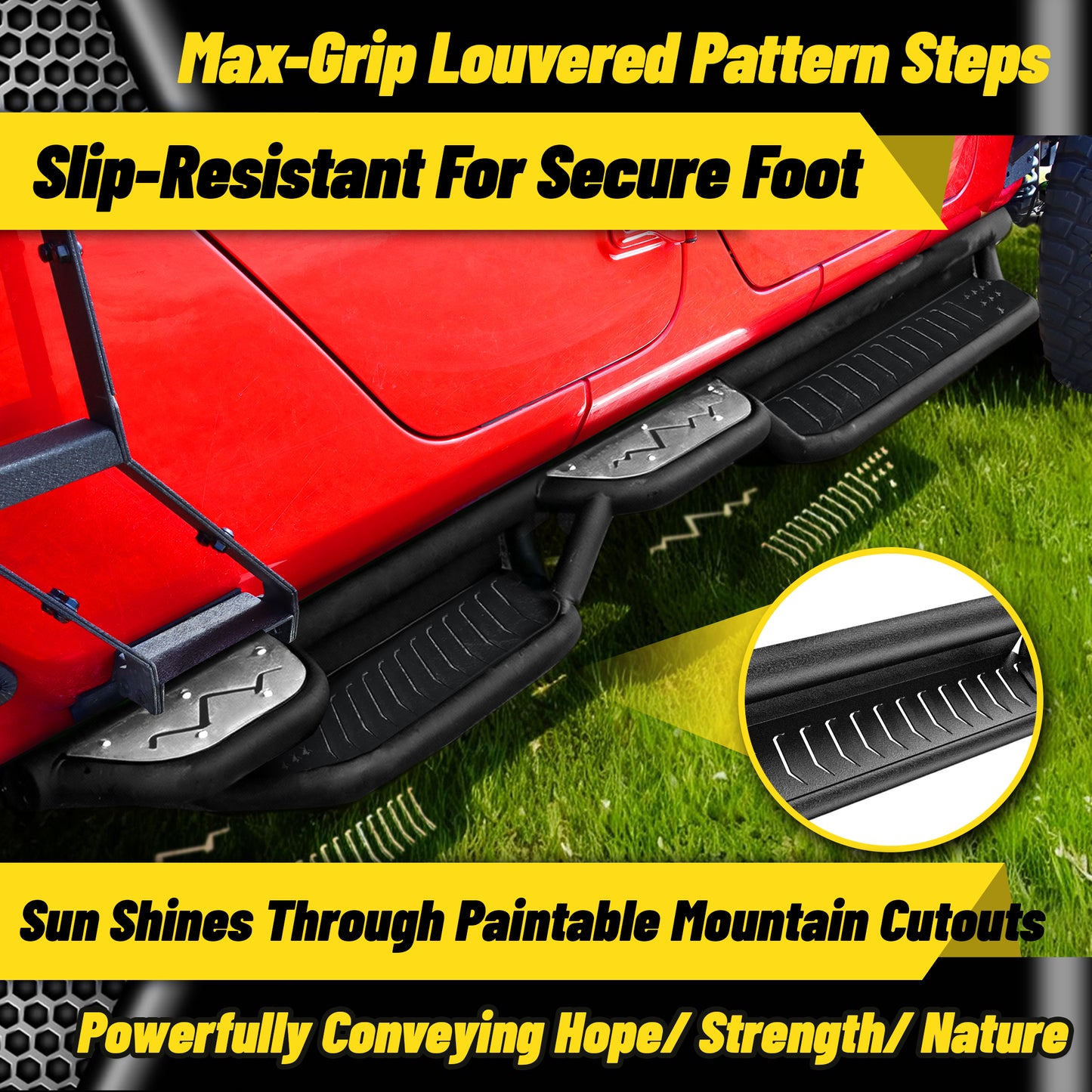 Heavy-duty running boards providing a safe and natural step