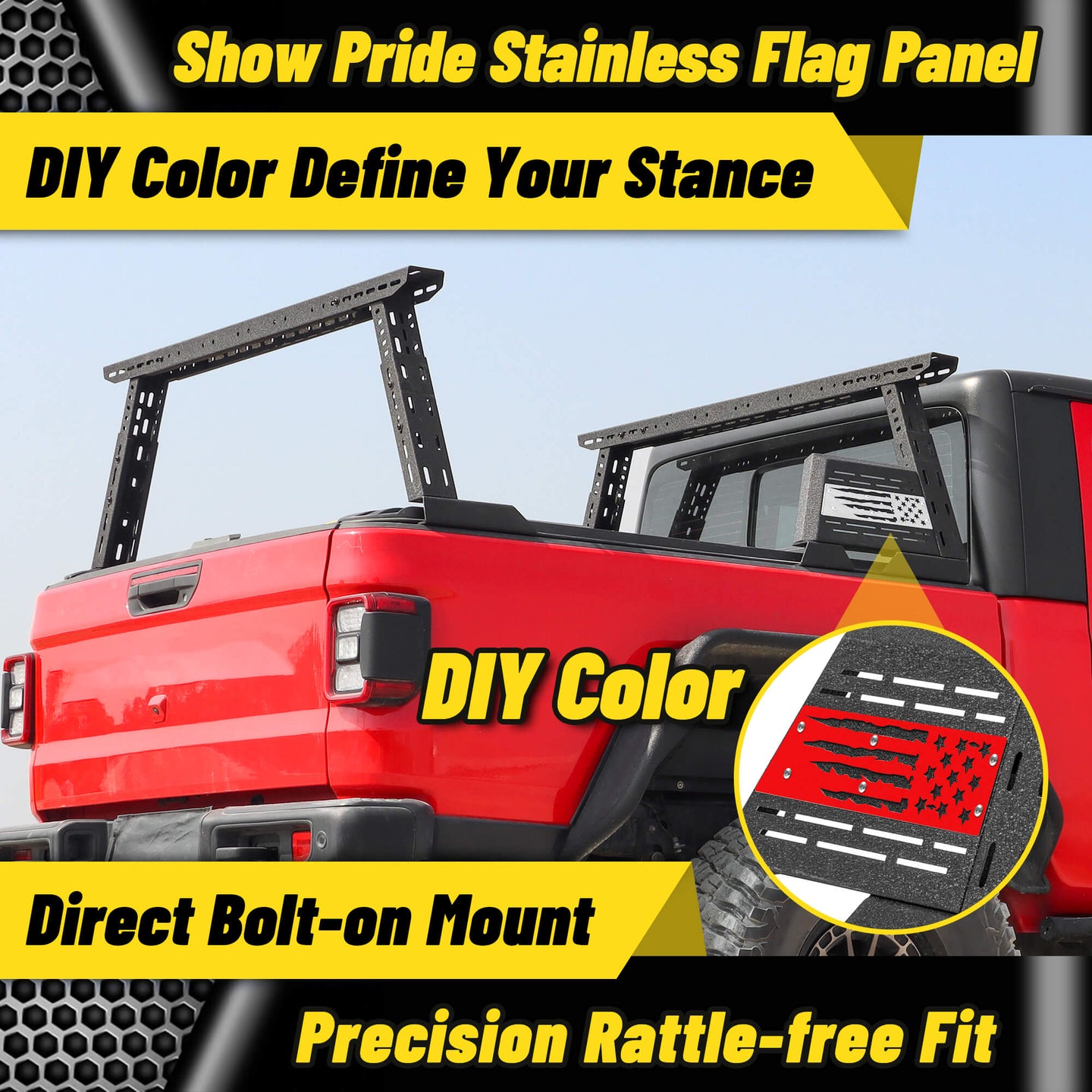 Custom Jeep door with USA flag design, DIY paintable for any color