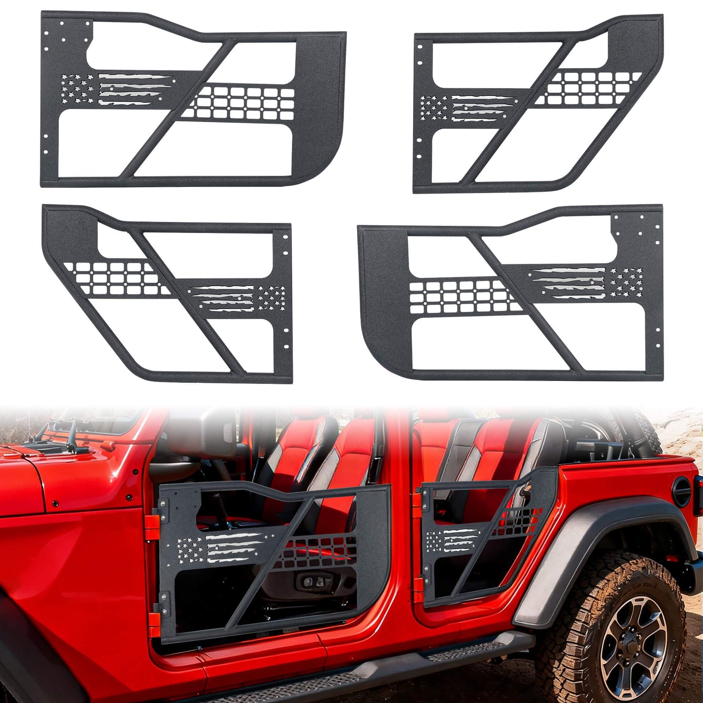 Jeep Gladiator JT 2020-2026 tube doors front, side and multiple angle views