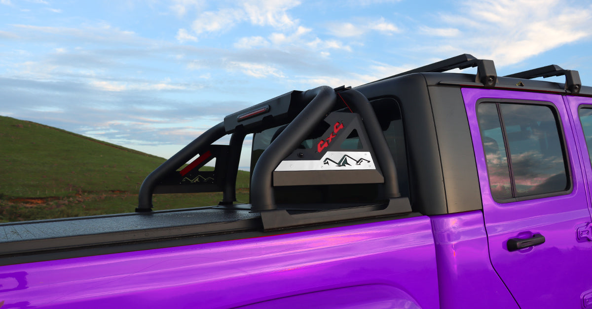 Close-up of Jeep Gladiator JT roof anti-roll bar showing product details