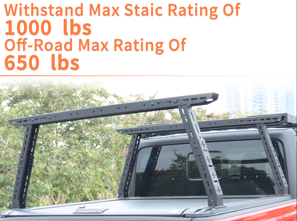 Jeep Gladiator JT truck bed rack demonstrating maximum static weight