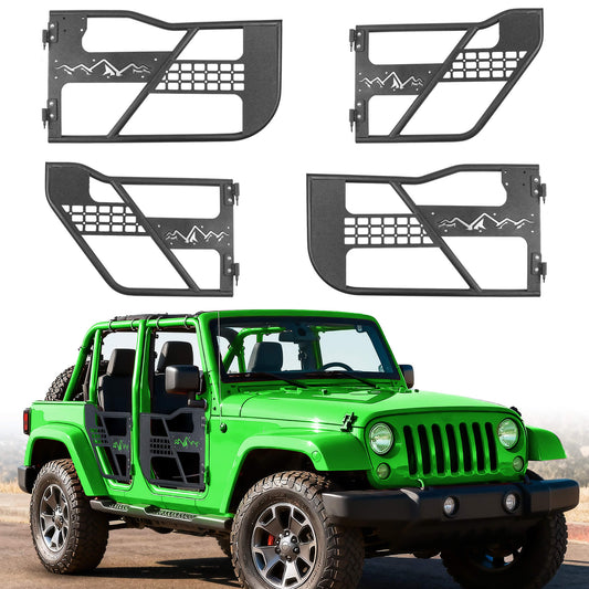 Full display of Snow Mountain upgrade doors for Jeep trucks, perfect for open-air driving.