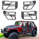 Jeep Wrangler tube doors with DIY snow mountain design, customizable off-road upgrade.