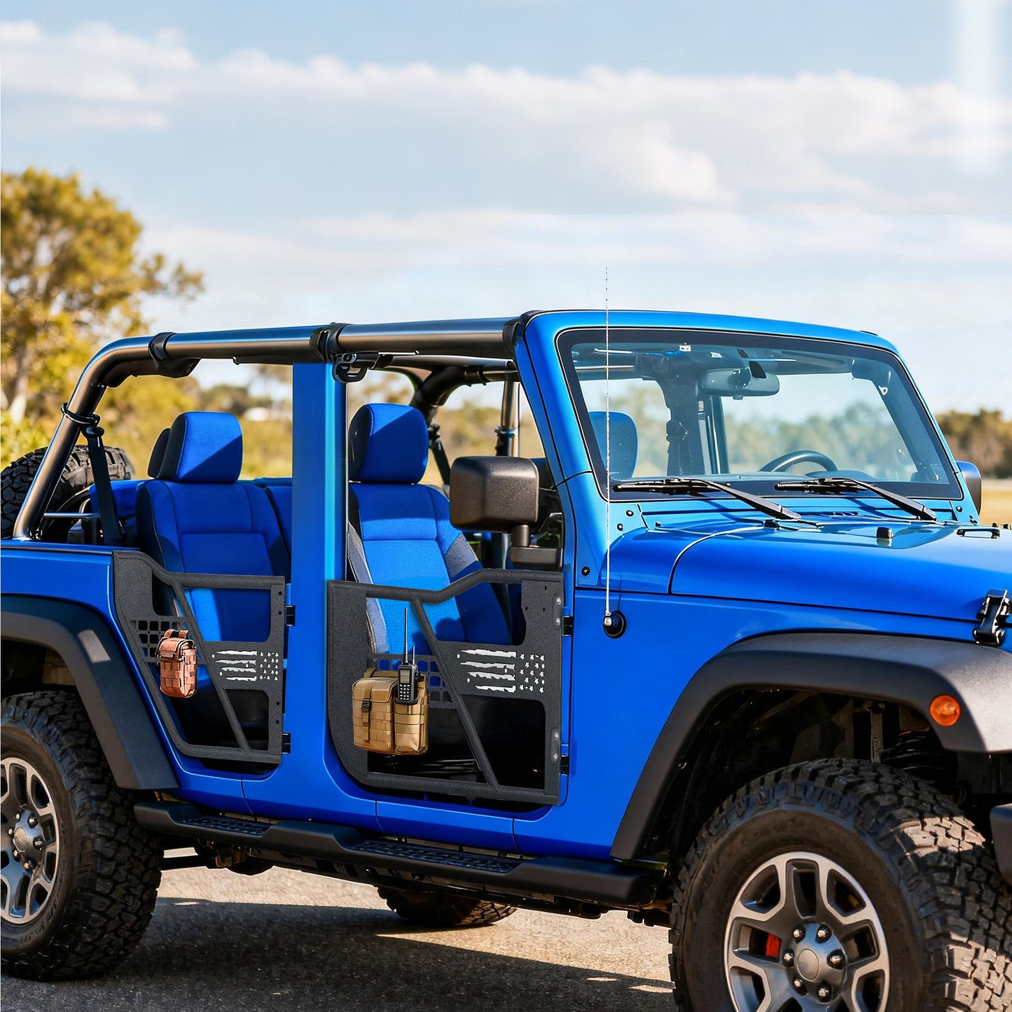 Complete view of JT Jeep Wrangler with Snow Mountain custom doors installed