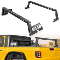 Low profile truck bed rack with flag design shown fully installed on pickup.