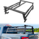 Front view of mid-height truck bed rack showing adjustable height and sturdy design for versatile cargo storage.