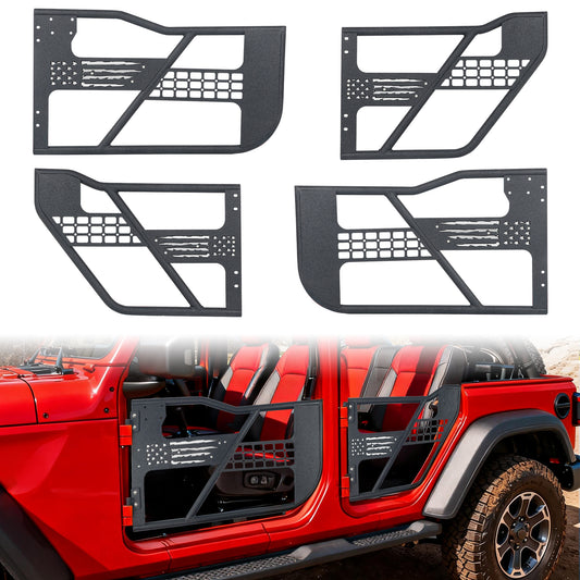 MONOKING Jeep Wrangler JK 2007-2018 tube doors with USA flag design, 4-door, no mirror mount