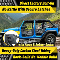 MONOKING Jeep Wrangler JK 2007-2018 tube doors with USA flag design, strong and secure heavy-duty support