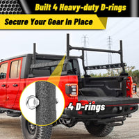Steel truck bed rack 18-26" with sidebars, secure screws, supports 4 heavy-duty racks.