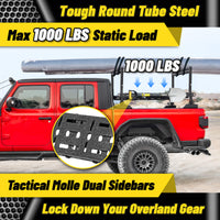 Steel truck bed rack 18-26" with sidebars, 1000 lbs capacity, sturdy and safe.