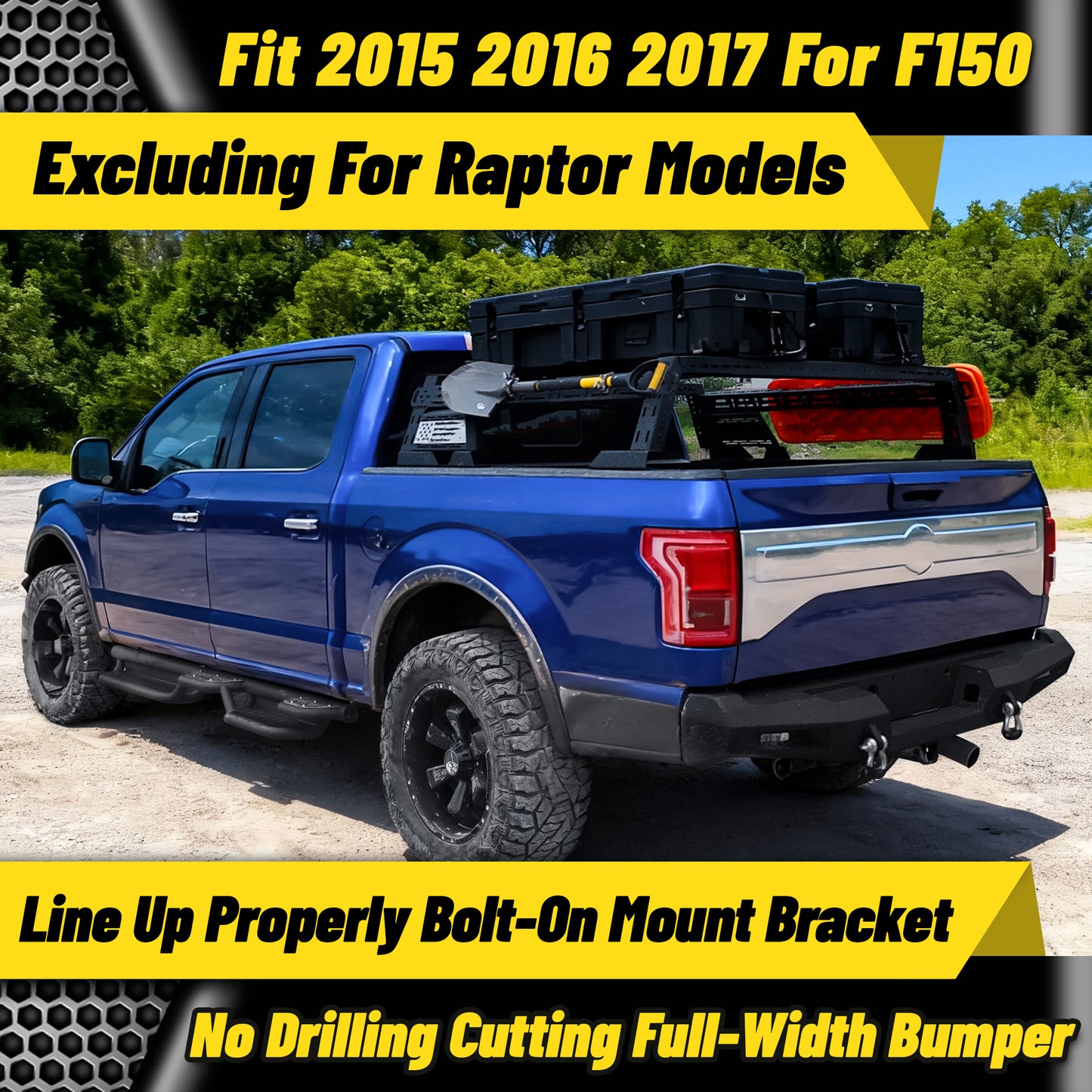 Compatible vehicle models for 2015-2017 rear bumper, perfect for trucks and SUVs.
