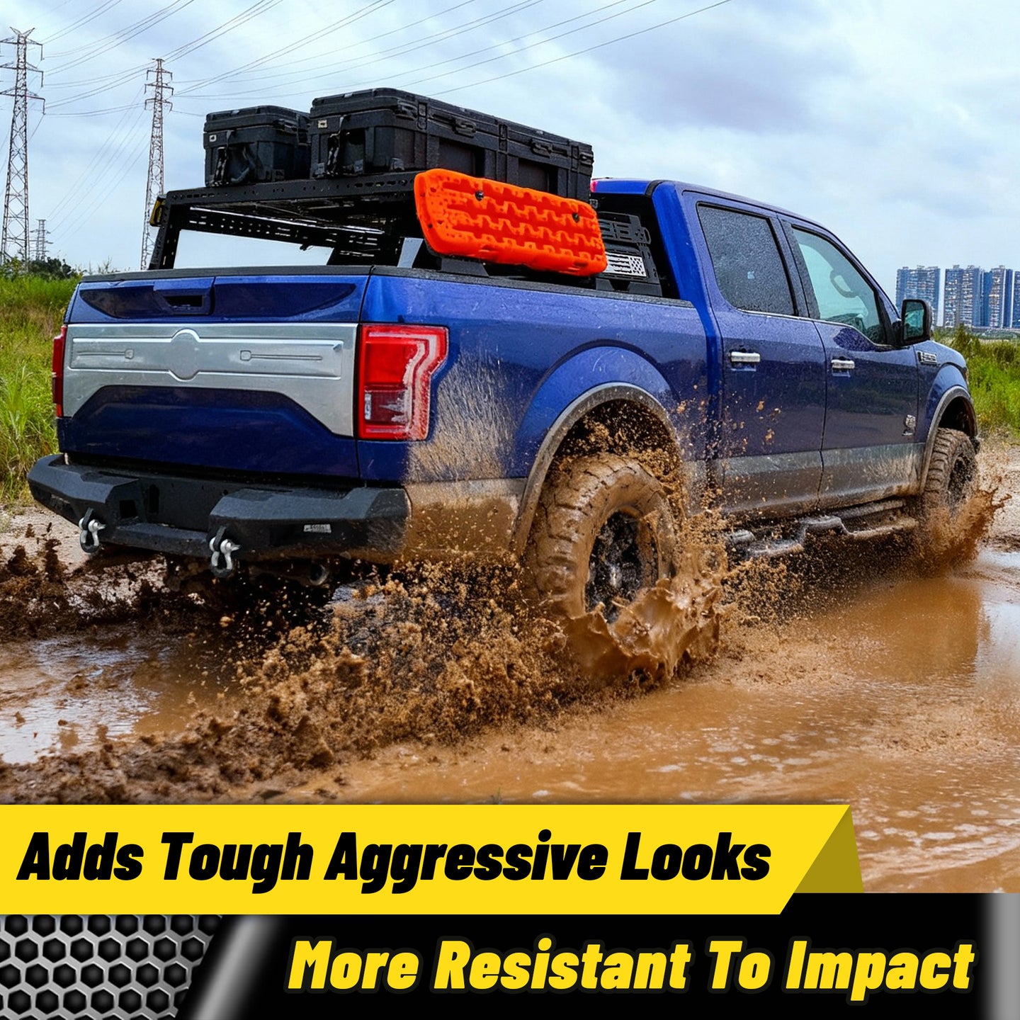 2015-2017 rear bumper with strong load-bearing capacity, ideal for trucks and SUVs.