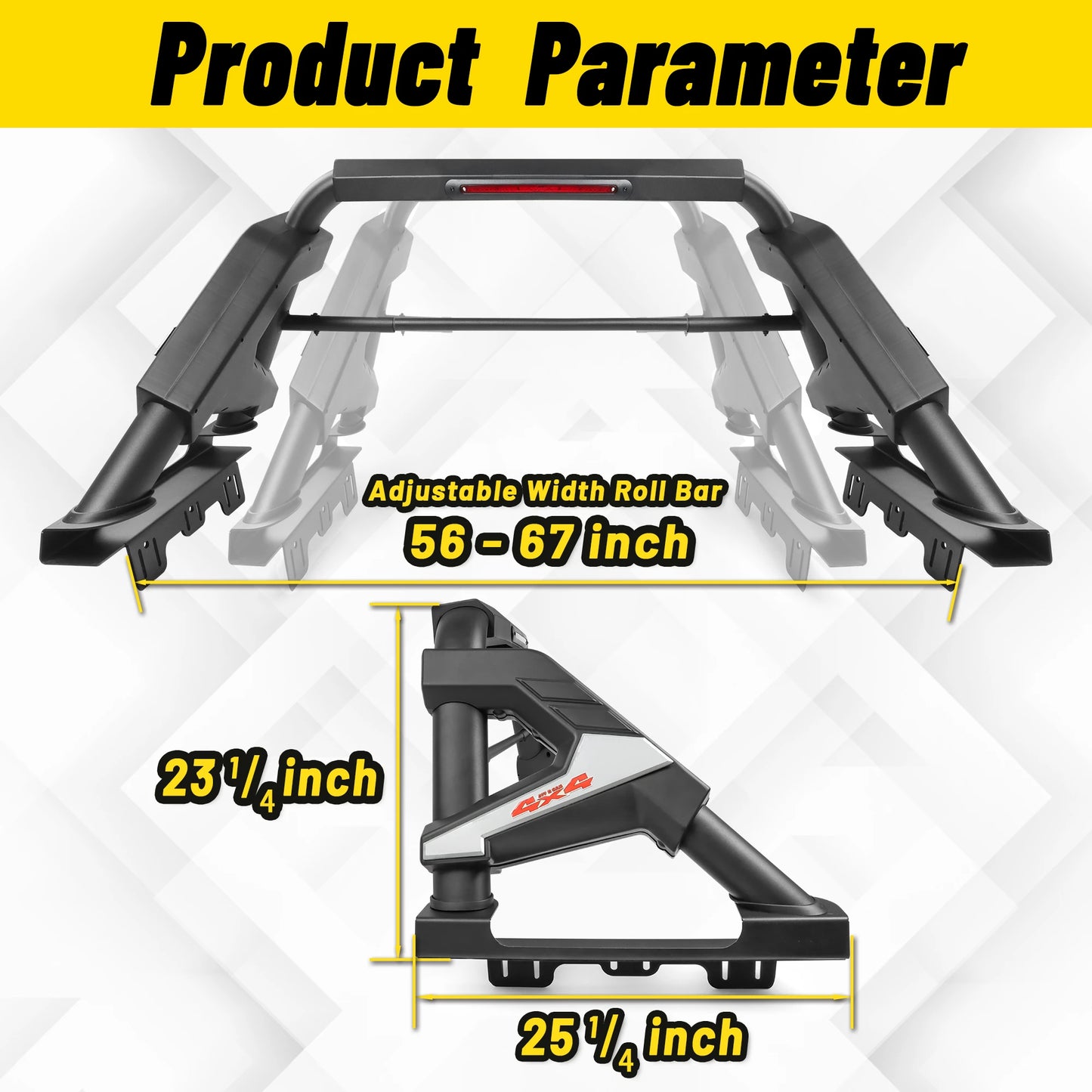 Roll Bar with Chase Rack Sport Bar for Mid-Size Truck – Single Tube Design