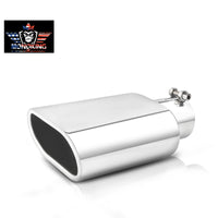 Silver exhaust tip front view 2.5 inch inlet 5.5x3 outlet 9 inch bolt-on