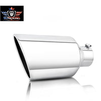 Silver Exhaust Tip front view on white background, ideal for trucks and pickups, showing sleek polished finish and universal fit.