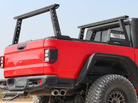 Rear view of pickup truck with installed bed rack