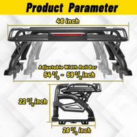 Roll Bar with Cargo Basket, LED Brake Light & Light Rack for Mid-Size Truck
