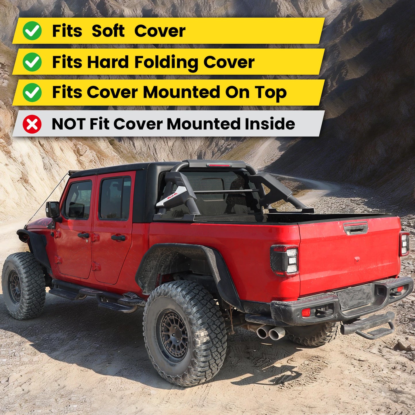 Roll Bar with Chase Rack Sport Bar for Mid-Size Truck – Single Tube Design