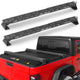 Universal truck bed rack with 2 crossbars for secure gear hauling.